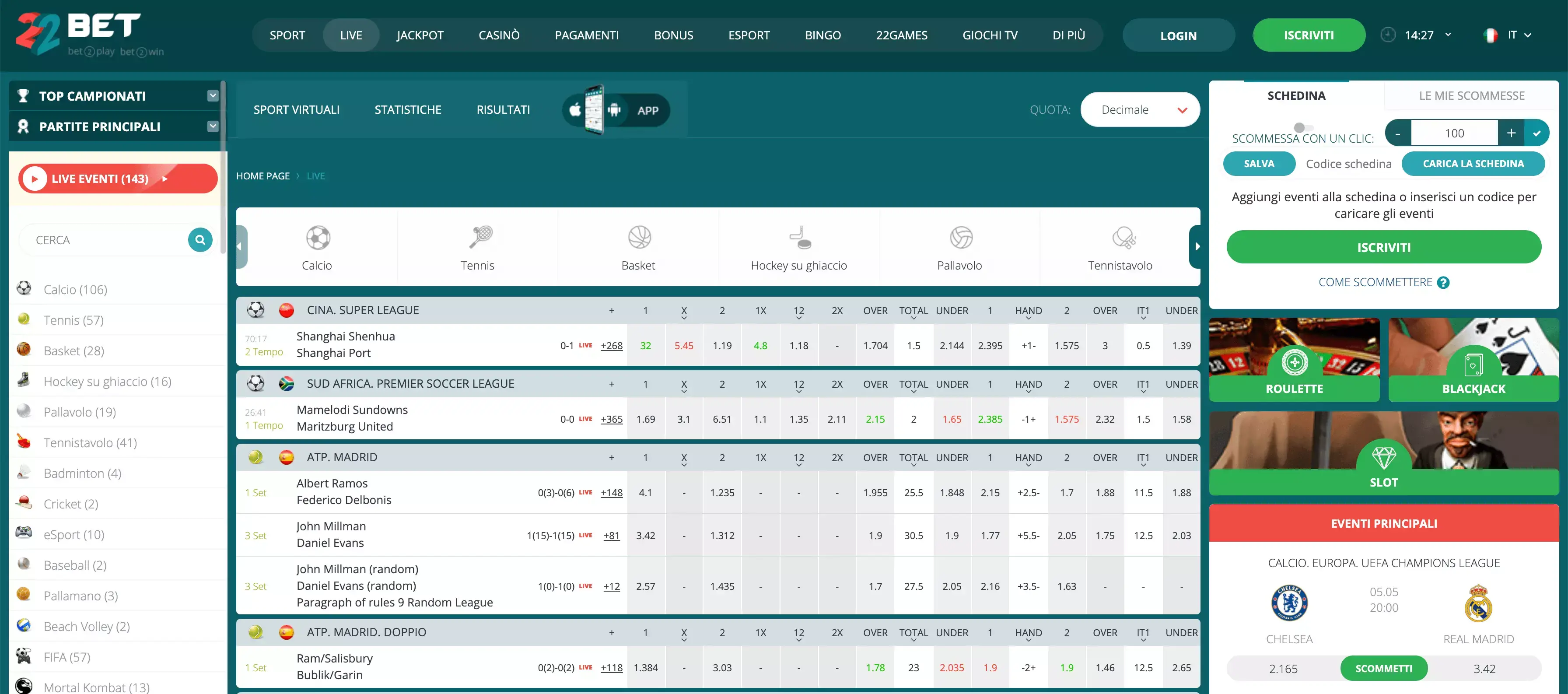 22Bet Scommesse Live